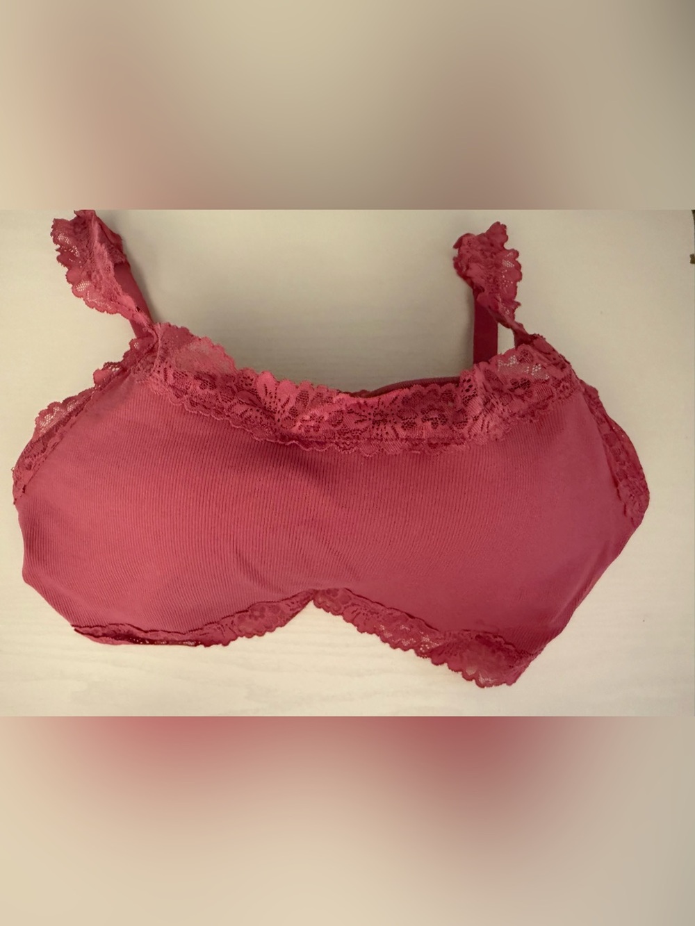 PINK Victoria's Secret Ribbed Lace-Trim Bralette in Rose